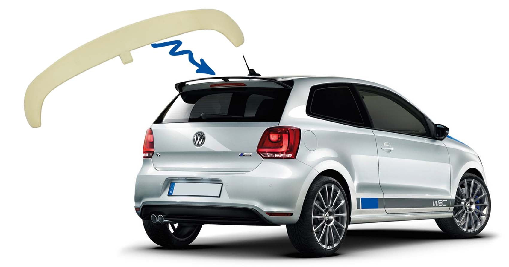 Dachspoiler für VW Polo 6R 6C Mk6 2009-2017 WRC-Look Heckklappe CarPartsTuning