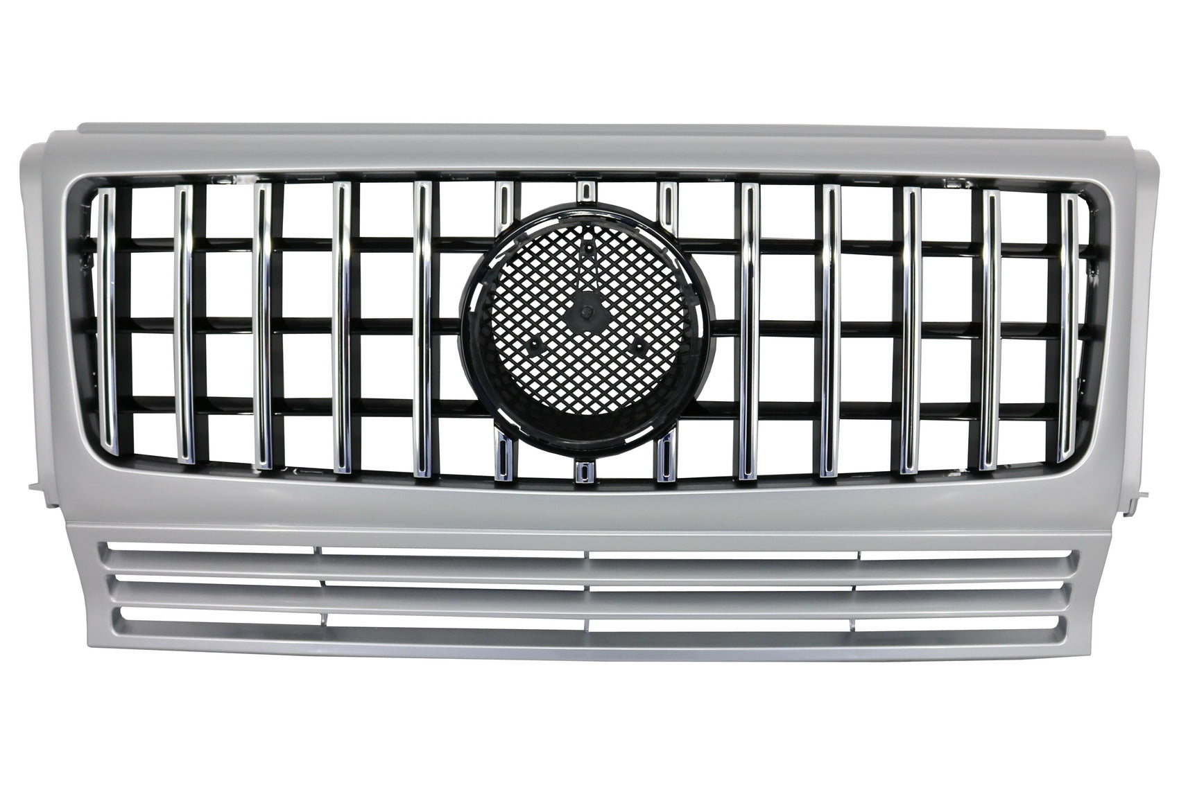 Kühlergrill für Mercedes G W463 1990-2014 G63 GT-R Panamericana Look Silber- CarPartsTuning