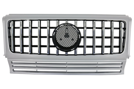 Kühlergrill für Mercedes G W463 1990-2014 G63 GT-R Panamericana Look Silber- CarPartsTuning
