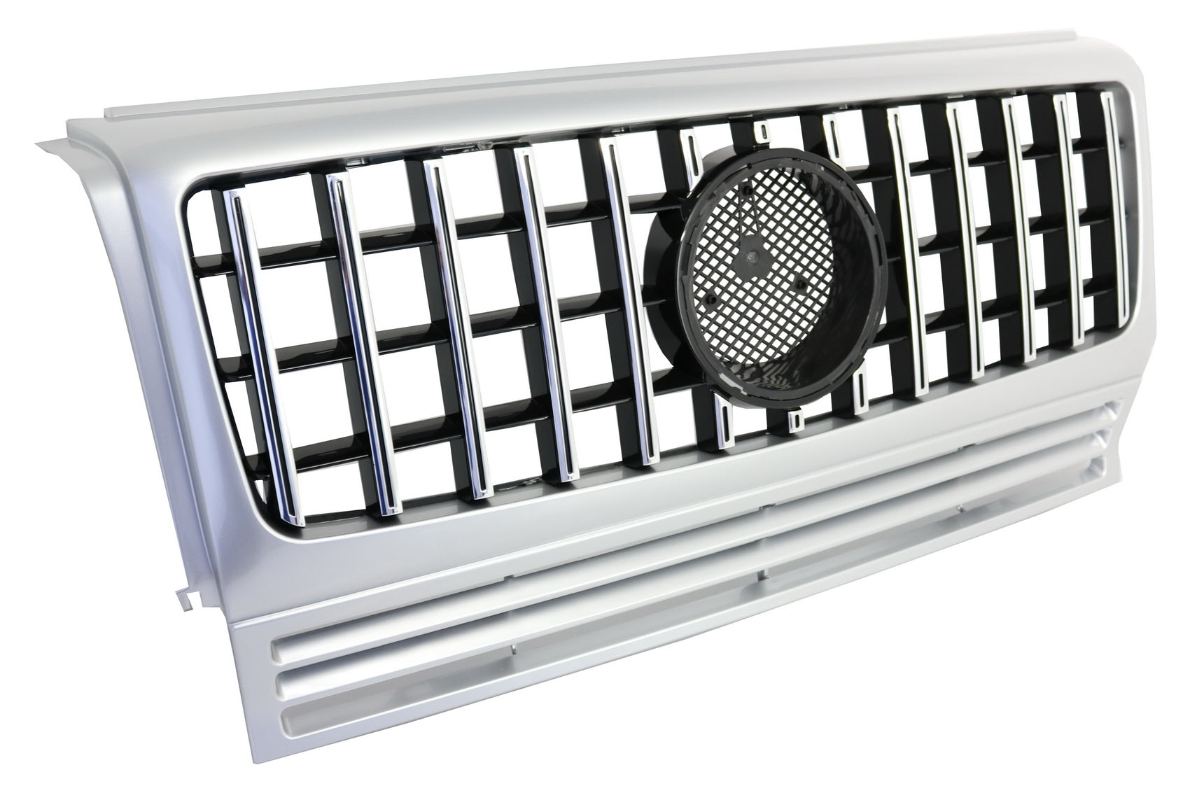 Kühlergrill für Mercedes G W463 1990-2014 G63 GT-R Panamericana Look Silber- CarPartsTuning