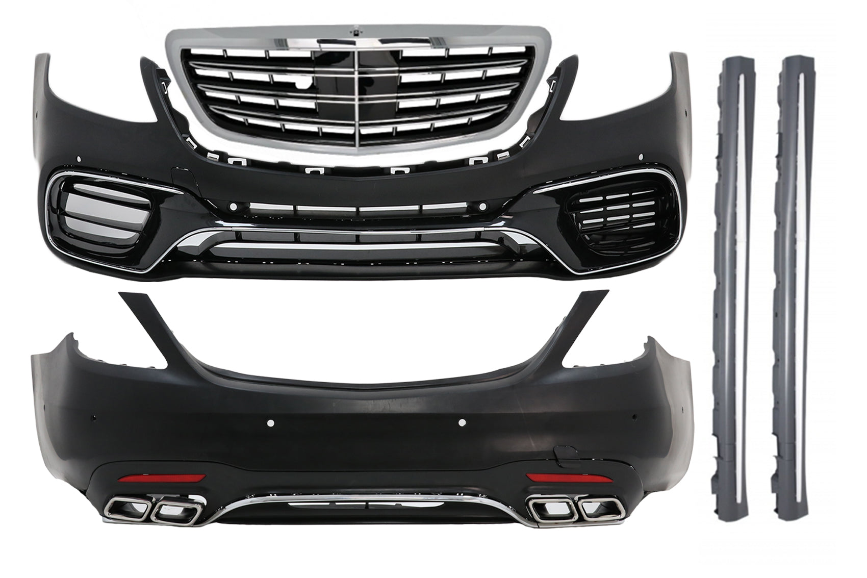 Bodykit für Mercedes S W222 Facelift 13-06.17 S63 Design Stoßstangengitter Chrom CarPartsTuning