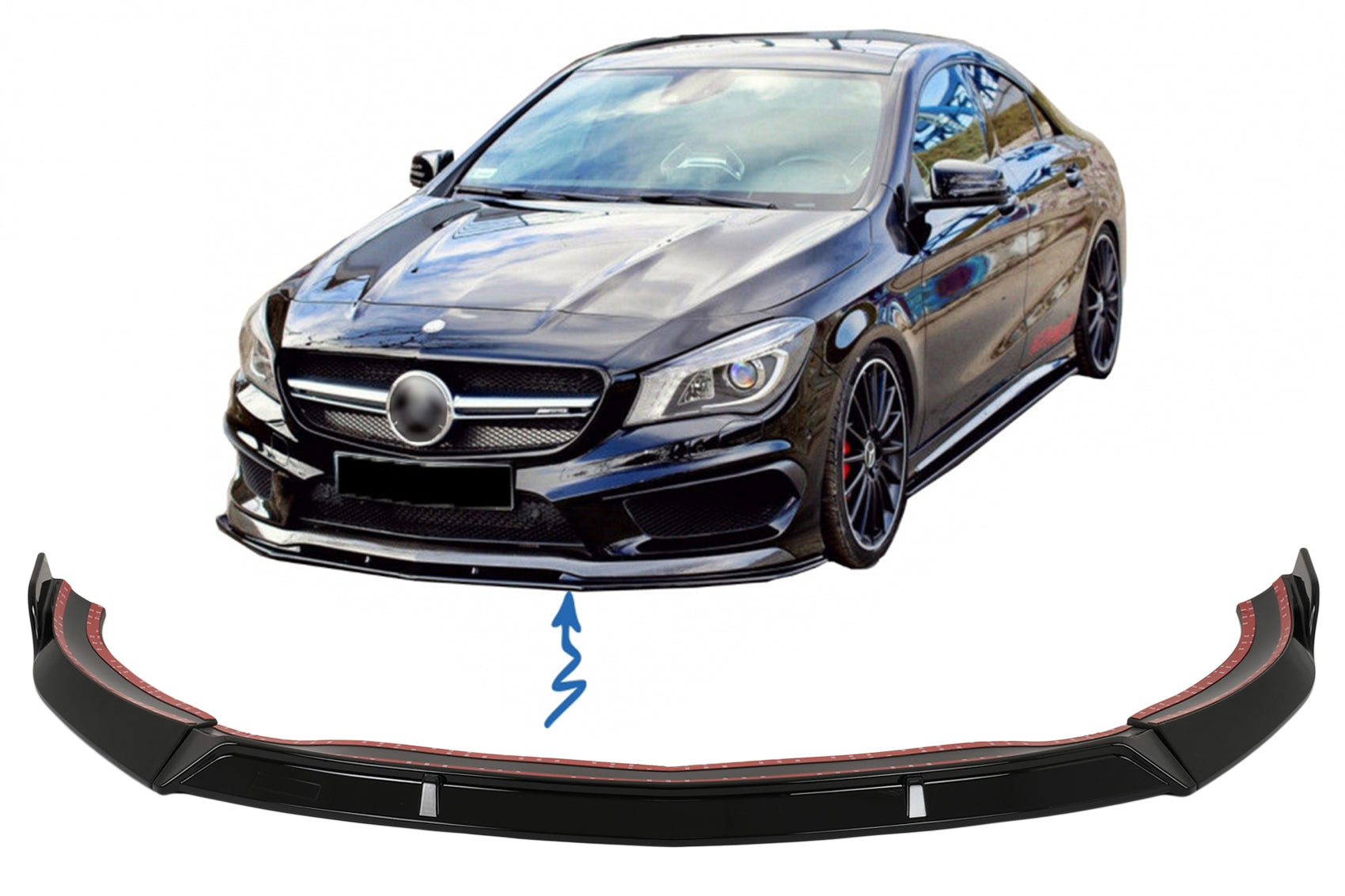 Frontspoilerlippe für Mercedes CLA45 C117 X117 13-16 Glänzend Schwarz CarPartsTuning