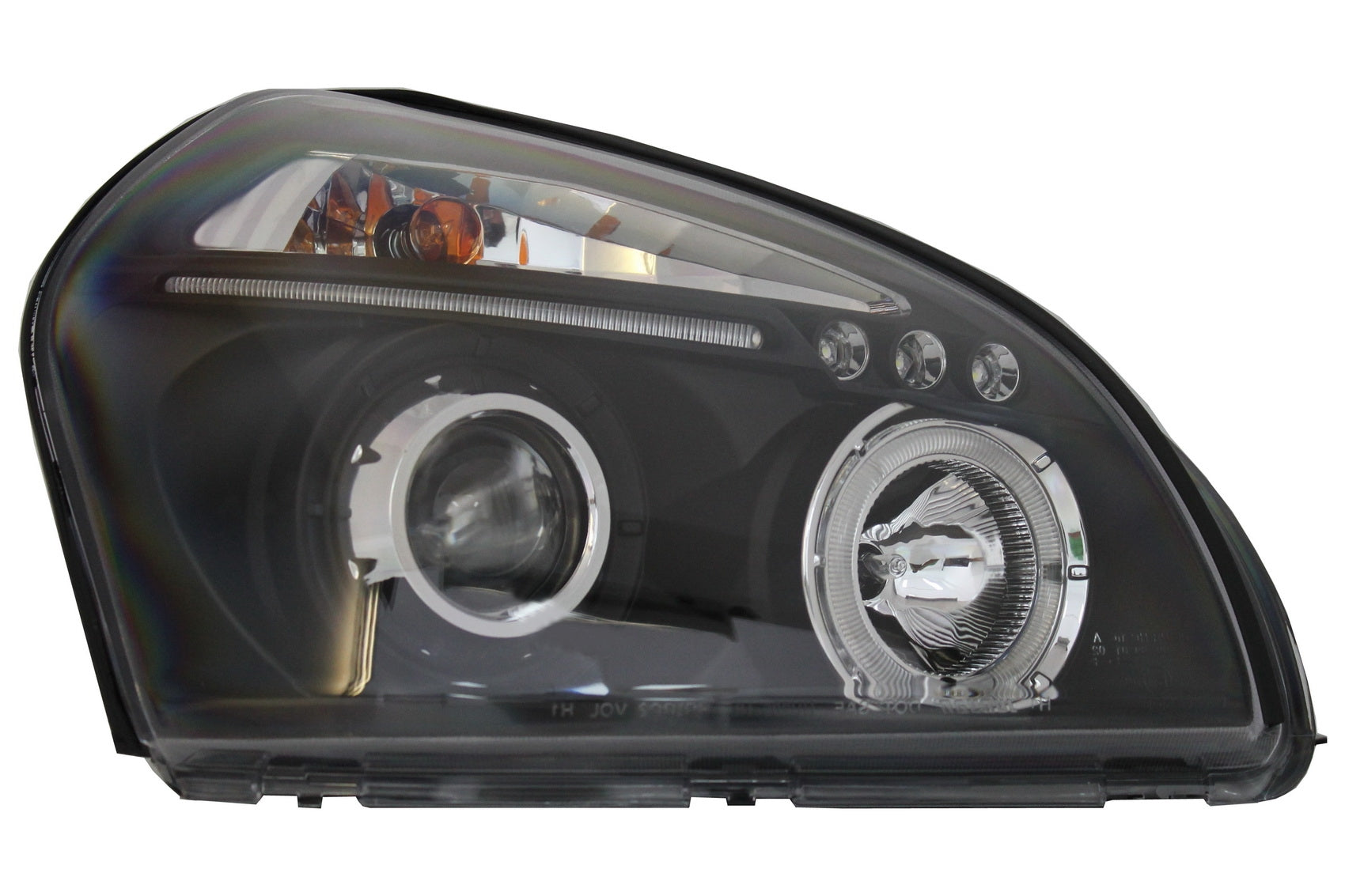 Scheinwerfer Angel Eyes Dual Halo Felgen für Hyundai Tucson 04-10 Schwarz CarPartsTuning