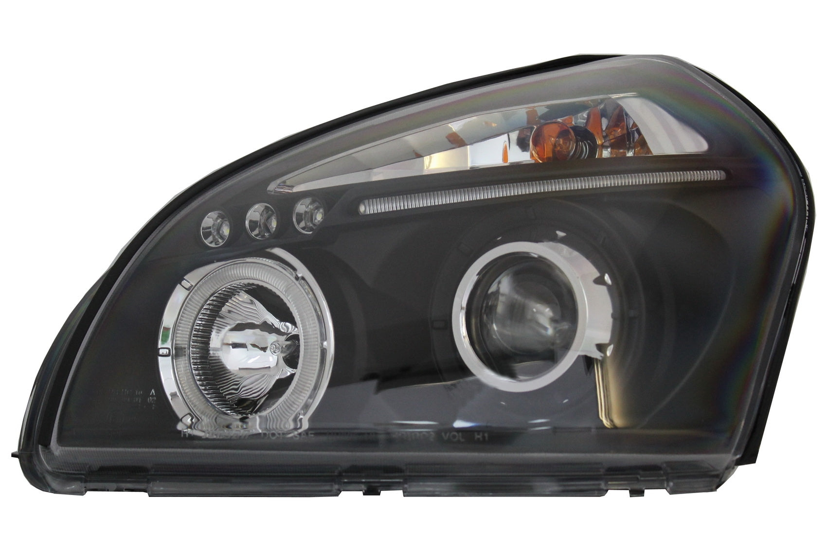 Scheinwerfer Angel Eyes Dual Halo Felgen für Hyundai Tucson 04-10 Schwarz CarPartsTuning