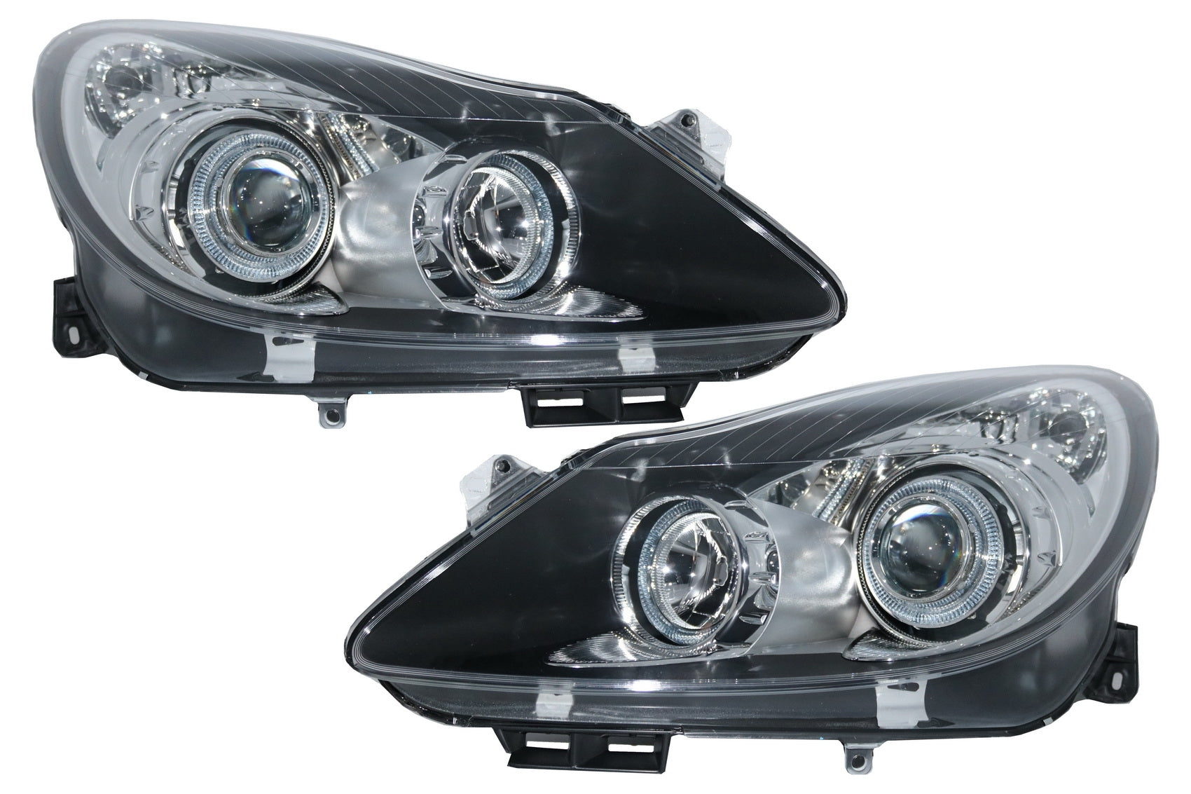 Scheinwerfer Angel Eyes 2 Halo-Felgen für OPEL Corsa D 2006-2014 RHD & LHD Schwarz CarPartsTuning