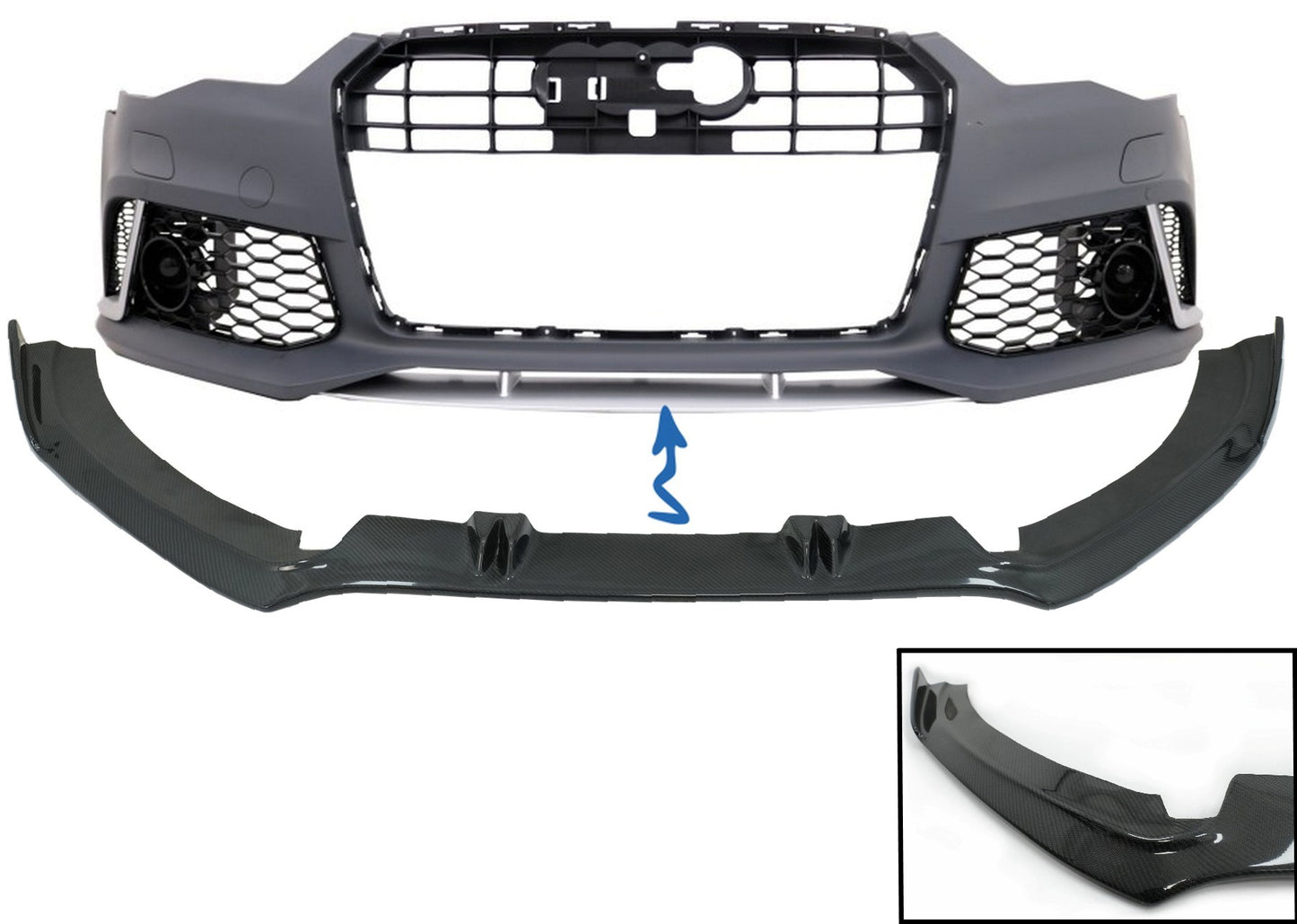 Front Stoßstange Add-On Spoiler Lippe für AUDI A6 C7 4G RS6 2011-2018 Carbon CarPartsTuning