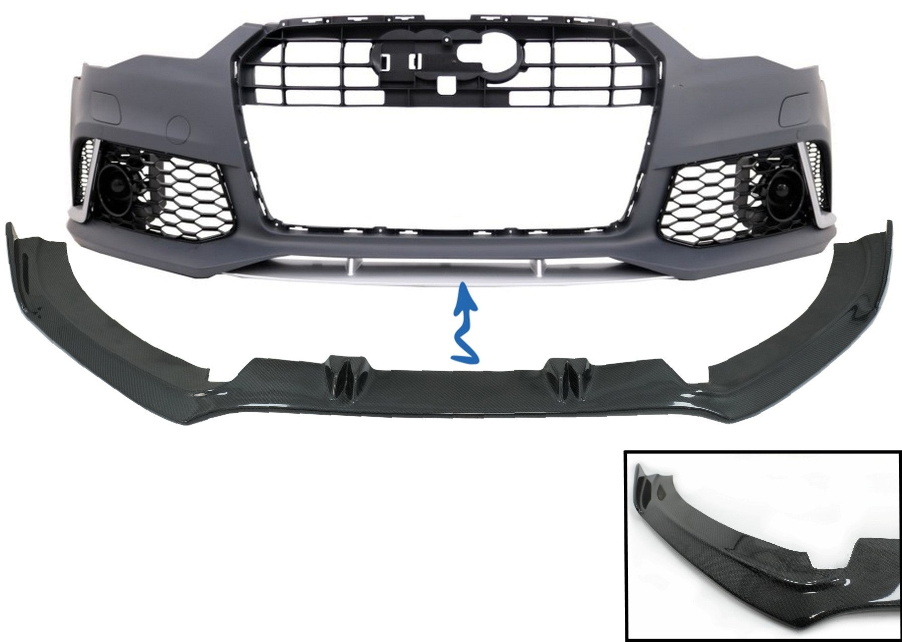Front Stoßstange Add-On Spoiler Lippe für AUDI A6 C7 4G RS6 2011-2018 Carbon CarPartsTuning