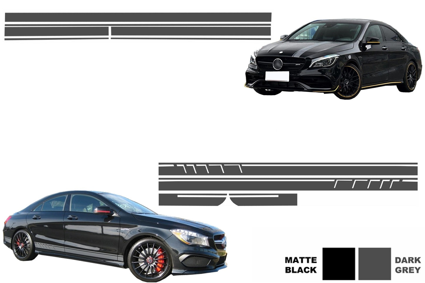 Set Aufkleber Obere Motorhaube Dach Heckklappe für Mercedes CLA W117 C117 X117 W176 45 Look CarPartsTuning