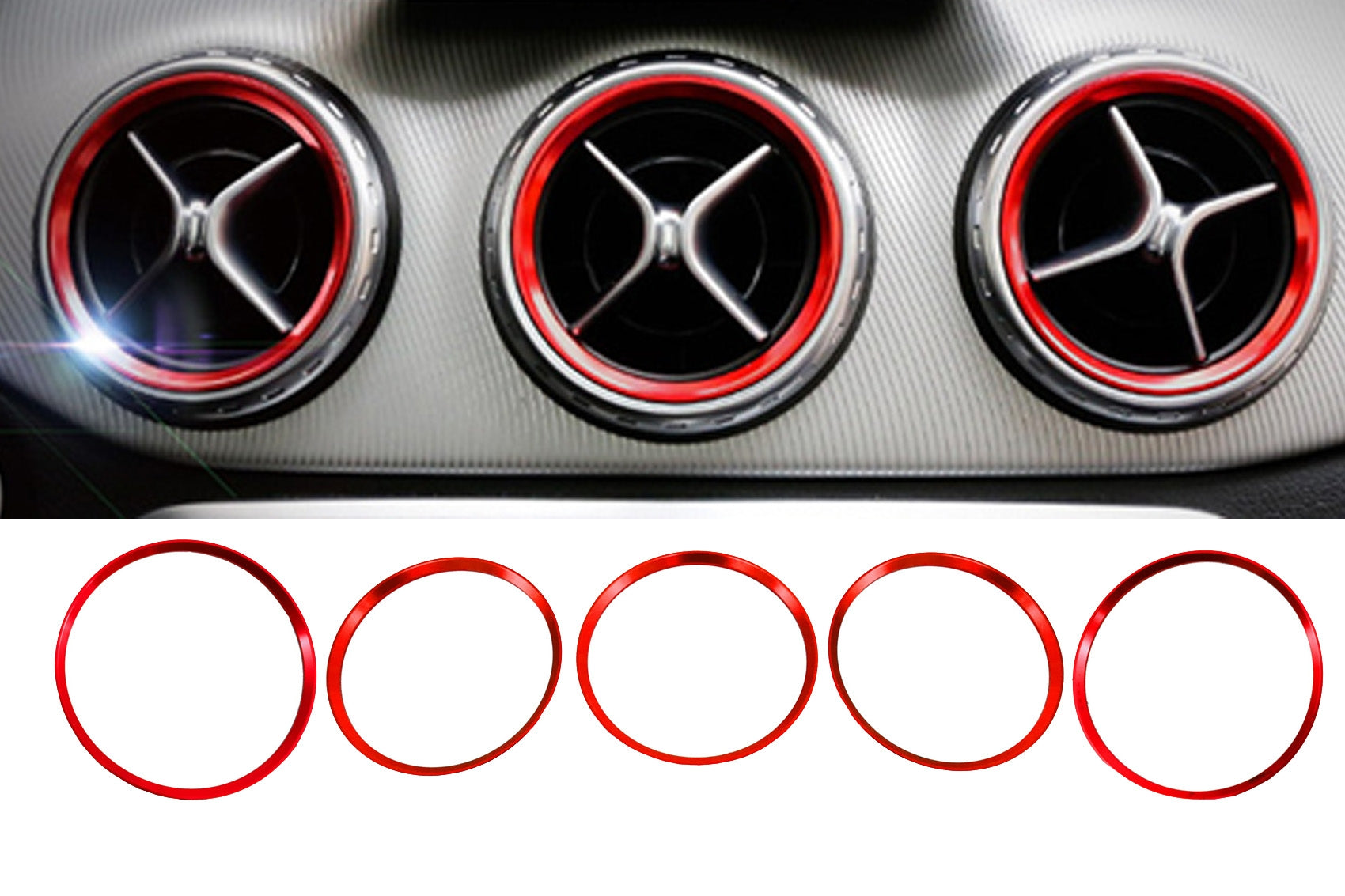 Ring Rahmenbelüftung Rot für Mercedes W176 W246 CLA C117 GLA X156 CarPartsTuning