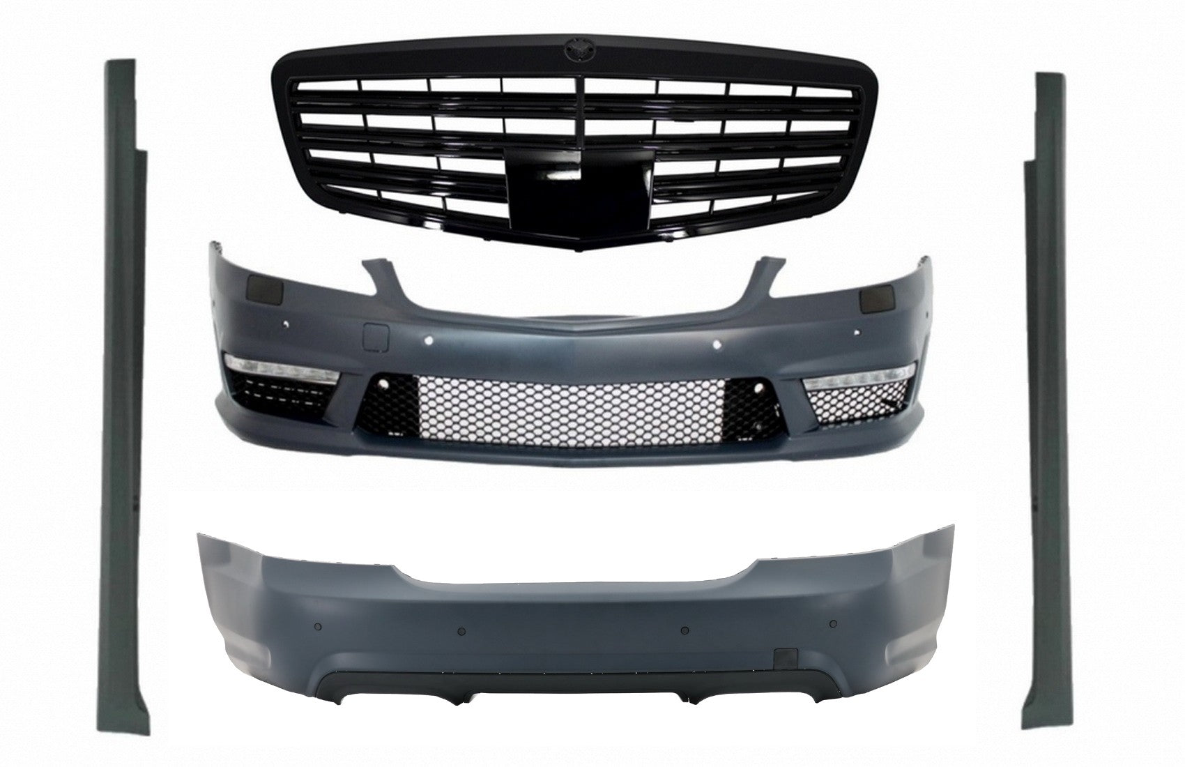 Body Kit für Mercedes S W221 05-11 Stoßstange Luftverteiler SWB S63 S65 Look CarPartsTuning