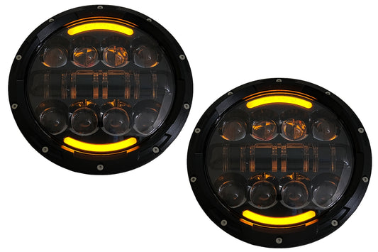 7 Zoll Cree LED Scheinwerfer Angel Eye Amber Halo Drl Passend Für Jeep WranGLEr JK Tj Lj Land Rover Verteidiger Mercedes W463 Schwarz KITT