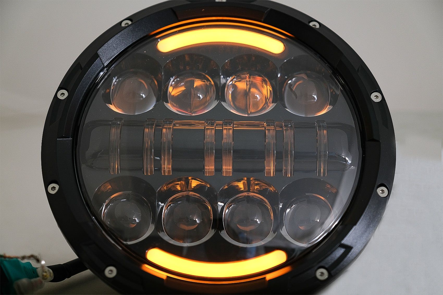 7 Zoll Cree LED Scheinwerfer Angel Eye Amber Halo Drl Passend Für Jeep WranGLEr JK Tj Lj Land Rover Verteidiger Mercedes W463 Schwarz KITT