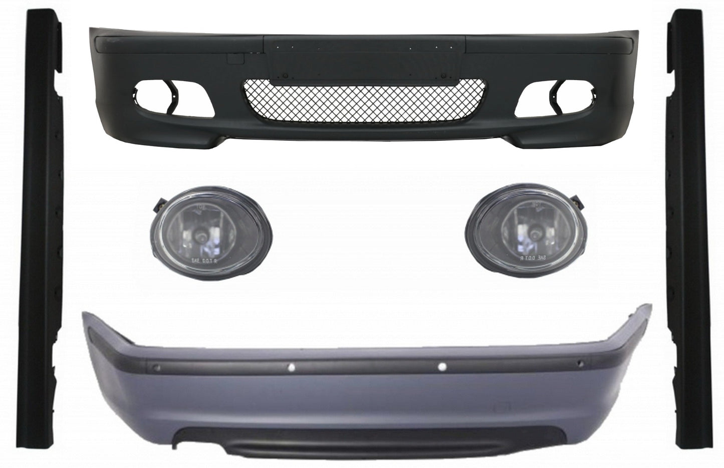 Bodykit für BMW 3er E46 98-04 Stoßstange Seitenschweller Nebelscheinwerfer M-Technik Look CarPartsTuning