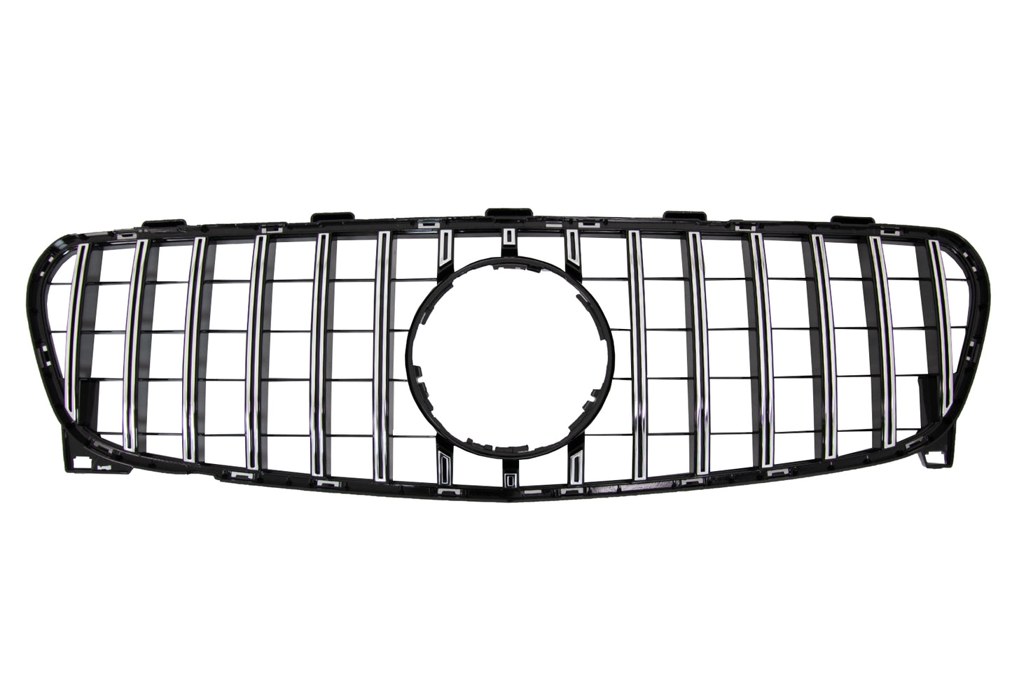 Khlergrill fur Mercedes GLA X156 MOPF 2017+ GT-R Gitter Panamericana Look Schwarz Chrom CarPartsTuning