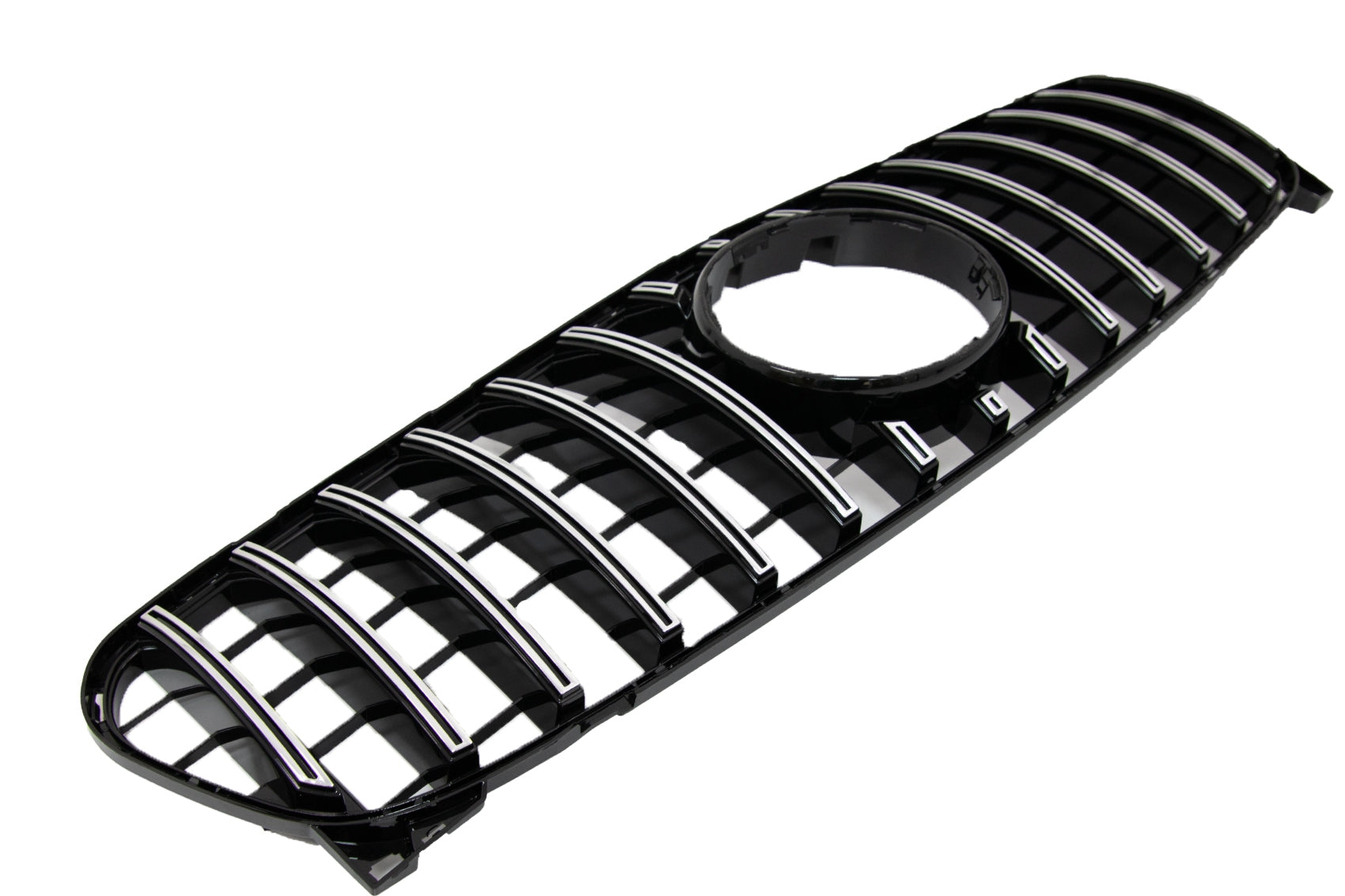 Khlergrill fur Mercedes GLA X156 MOPF 2017+ GT-R Gitter Panamericana Look Schwarz Chrom CarPartsTuning