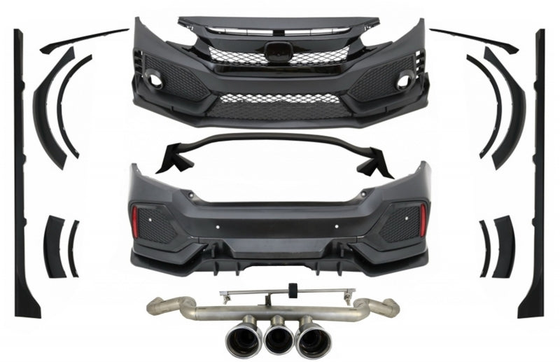 Body Kit für Honda Civic MK10 FC FK 16+ Limousine Typ R Look Stoßstangengrill Auspuff CarPartsTuning