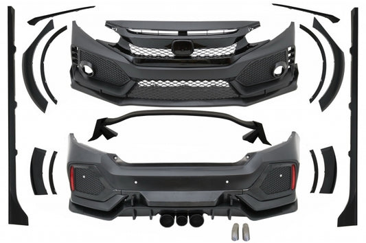 Body Kit für Honda Civic MK10 FC FK 16+ Limousine Typ R Look Stoßstangengrill Auspuff CarPartsTuning