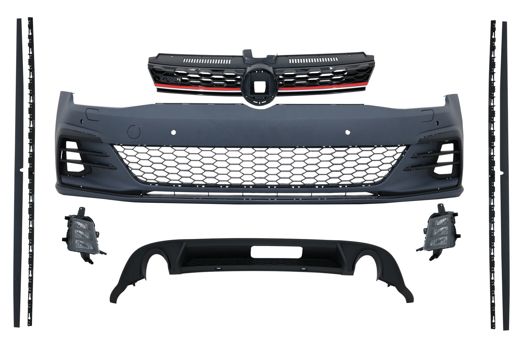 Body Kit für VW Golf 7.5 VII Facelift 17+ Stoßstange Gitter Diffusor LED NBL GTI CarPartsTuning