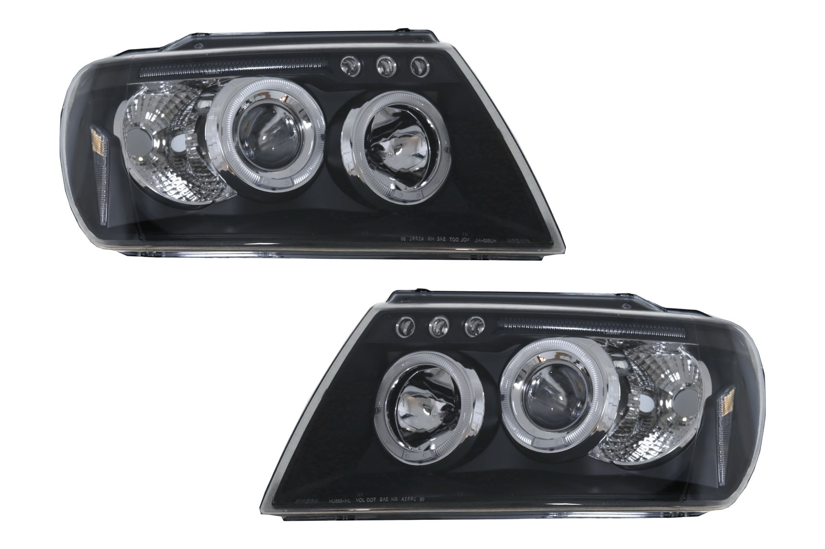 Scheinwerfer Angel Eyes Passend Für Jeep Grand Cherokee (1999-2004) Schwarz KITT Lightning