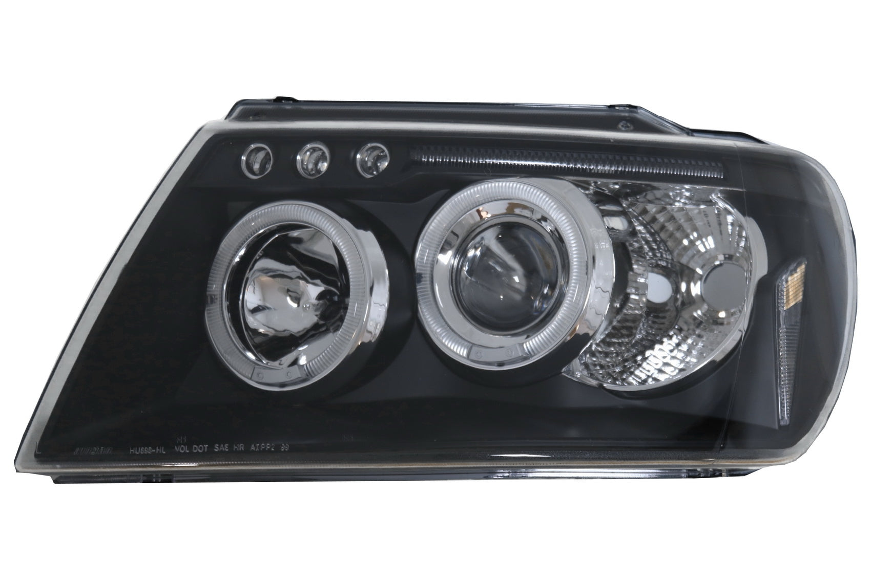 Scheinwerfer Angel Eyes Passend Für Jeep Grand Cherokee (1999-2004) Schwarz KITT Lightning