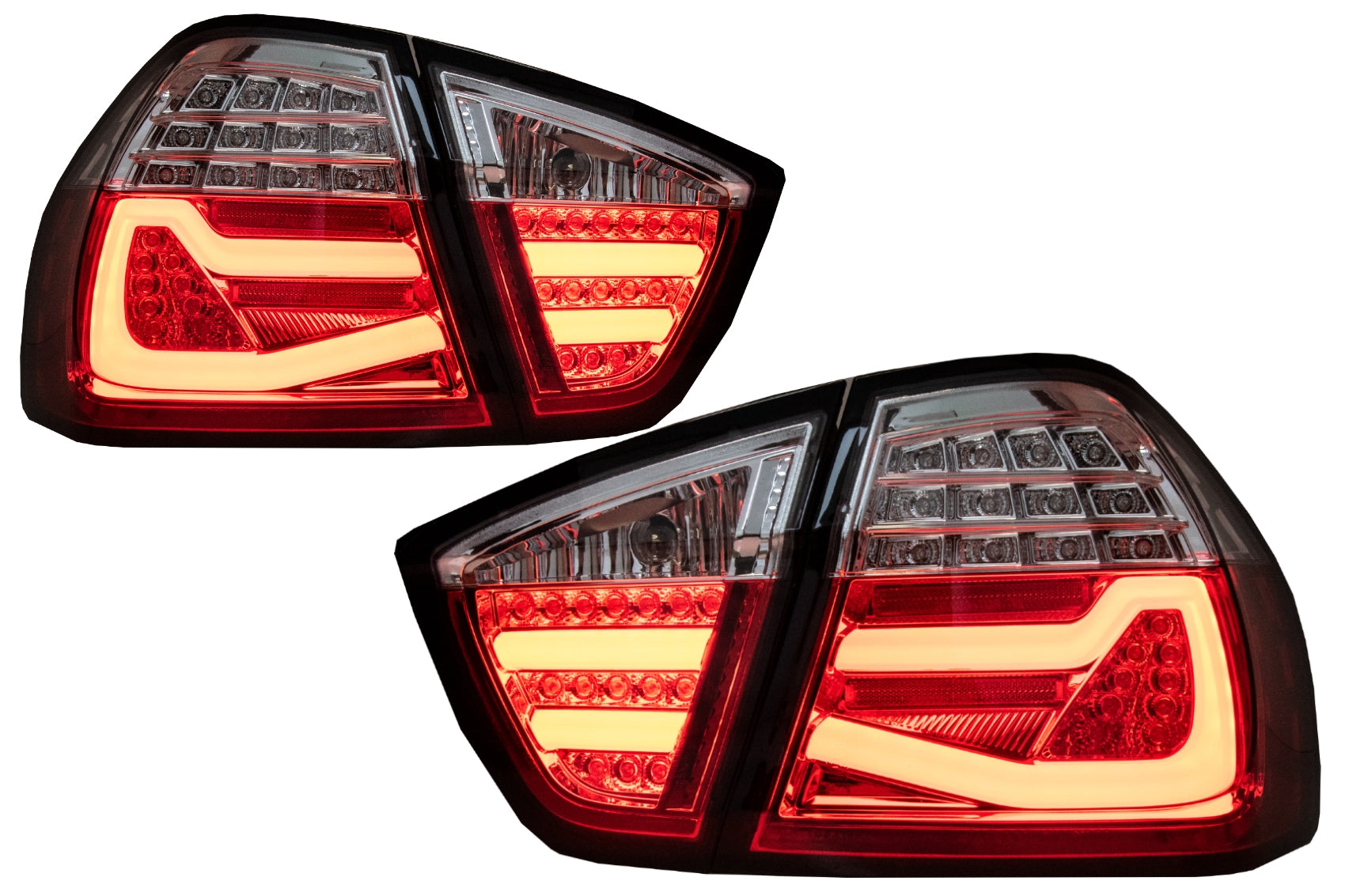 LED Rückleuchten für BMW 3er E90 03.05-08.08 Rot Weiß LightBar F30 LCI Look- CarPartsTuning