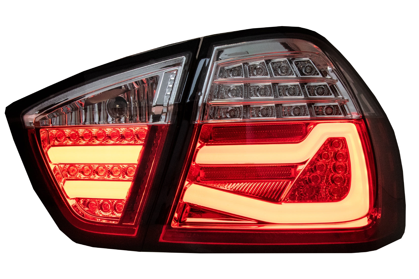LED Rückleuchten für BMW 3er E90 03.05-08.08 Rot Weiß LightBar F30 LCI Look- CarPartsTuning