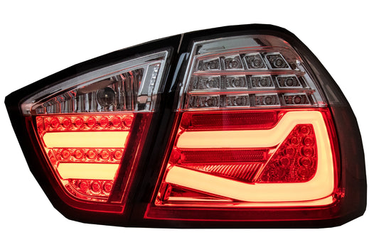 LED Rückleuchten für BMW 3er E90 03.05-08.08 Rot Weiß LightBar F30 LCI Look- CarPartsTuning