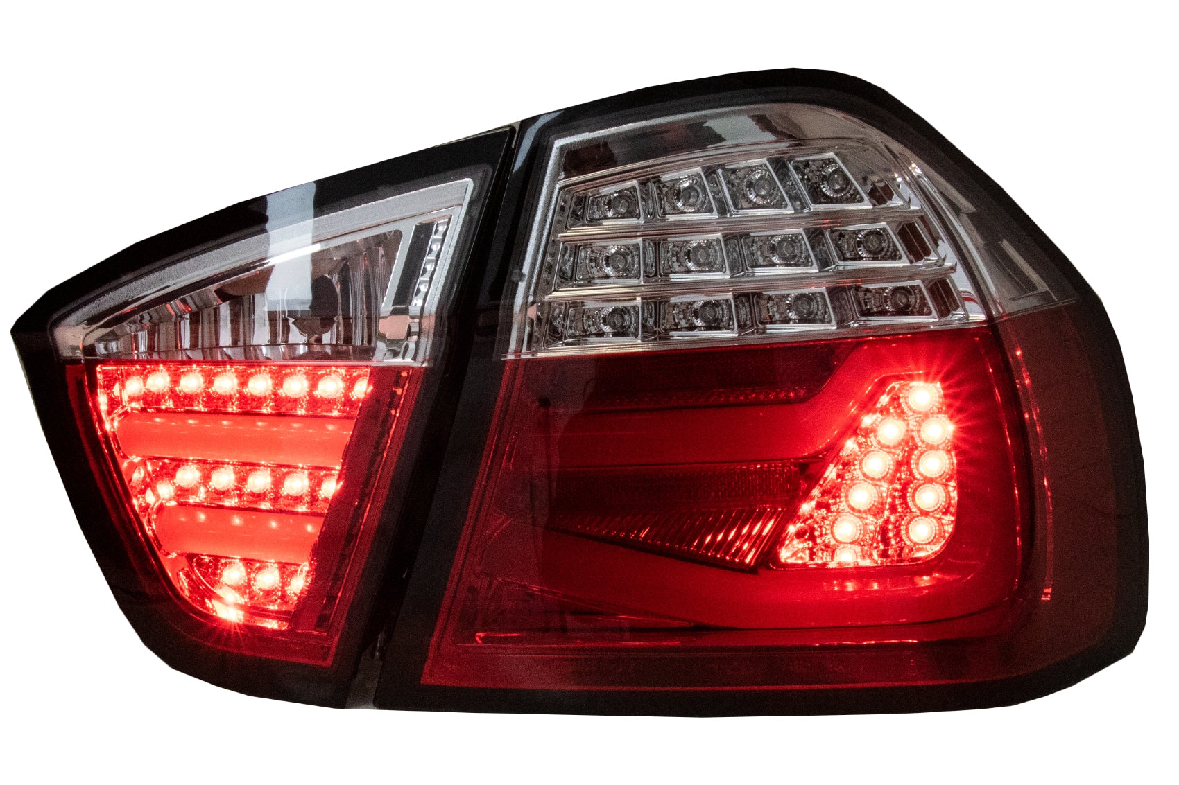 LED Rückleuchten für BMW 3er E90 03.05-08.08 Rot Weiß LightBar F30 LCI Look- CarPartsTuning