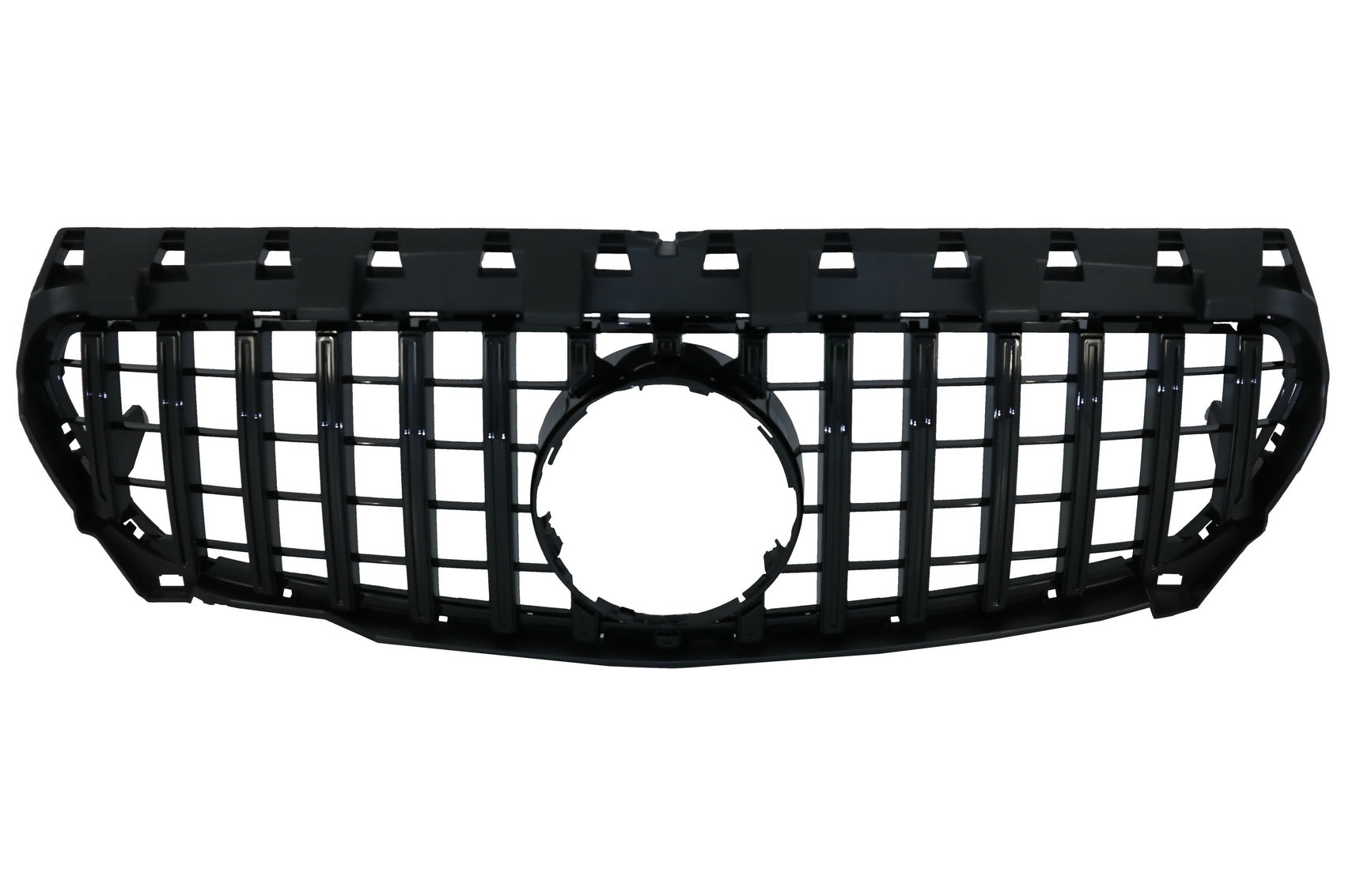 Zentral Grille für Mercedes CLA C117 X117 W117 2013-2018 GT-R Look Alles Schwarz CarPartsTuning