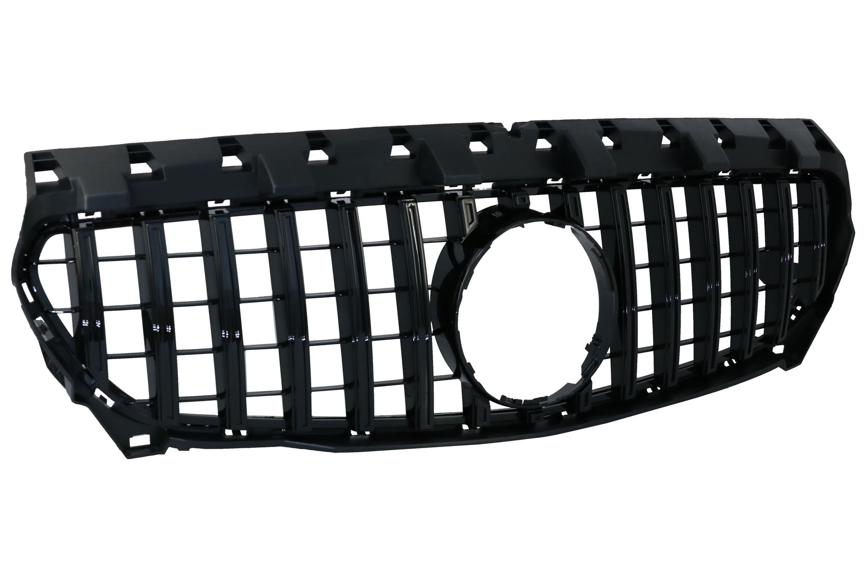 Zentral Grille für Mercedes CLA C117 X117 W117 2013-2018 GT-R Look Alles Schwarz CarPartsTuning