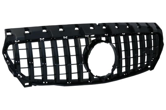 Zentral Grille für Mercedes CLA C117 X117 W117 2013-2018 GT-R Look Alles Schwarz CarPartsTuning