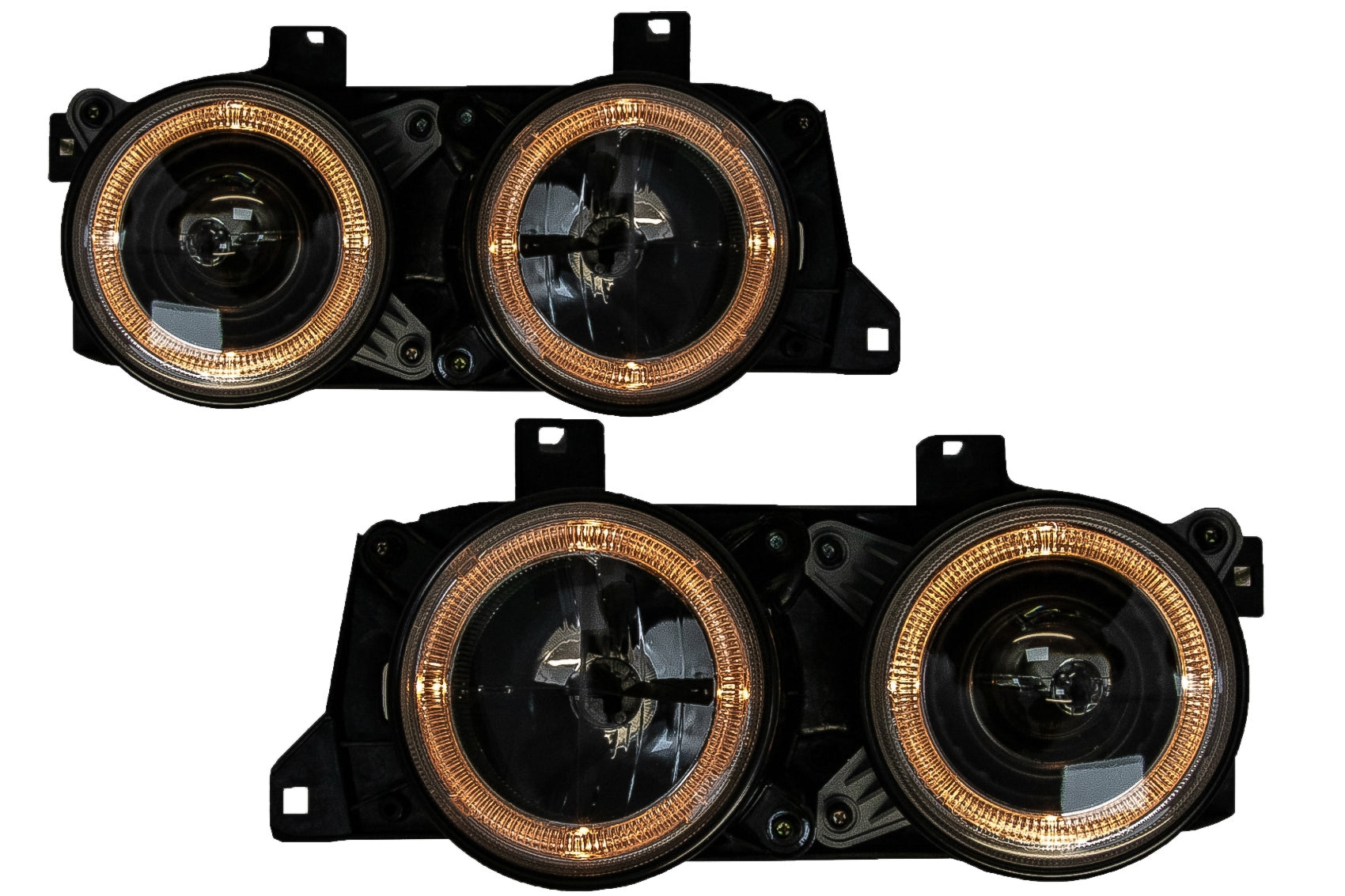 Angel Eyes Scheinwerfer für BMW 7er E32 1986-1994 5er E34 1987-1996 Schwarz- CarPartsTuning