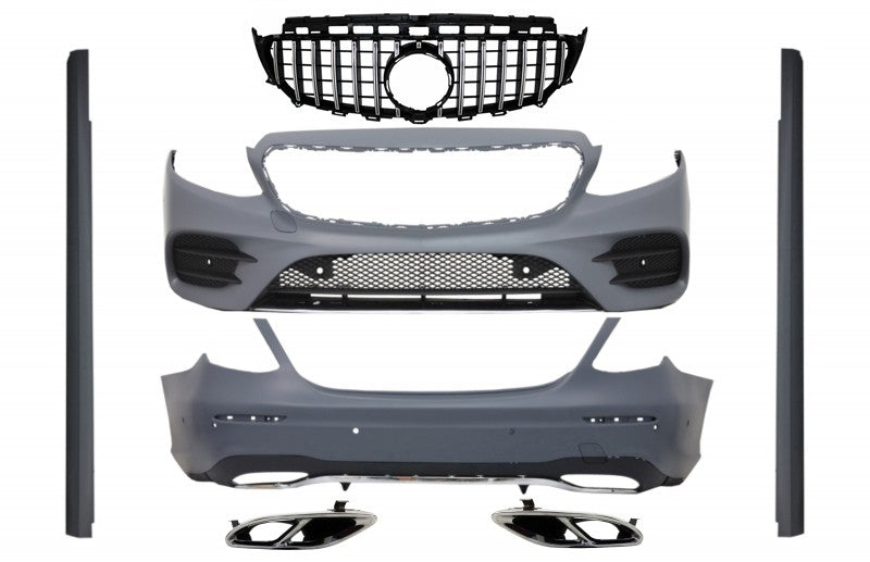 BodyKit für Mercedes W213 16-19 GTR E43 E53 Look Stoßstange Kühlergrill Schwarz Chrom CarPartsTuning
