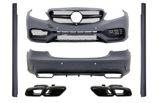 Body Kit für Mercedes E W212 Facelift 13-16 Stoßstange Auspuff E63 AMG Schwarz CarPartsTuning
