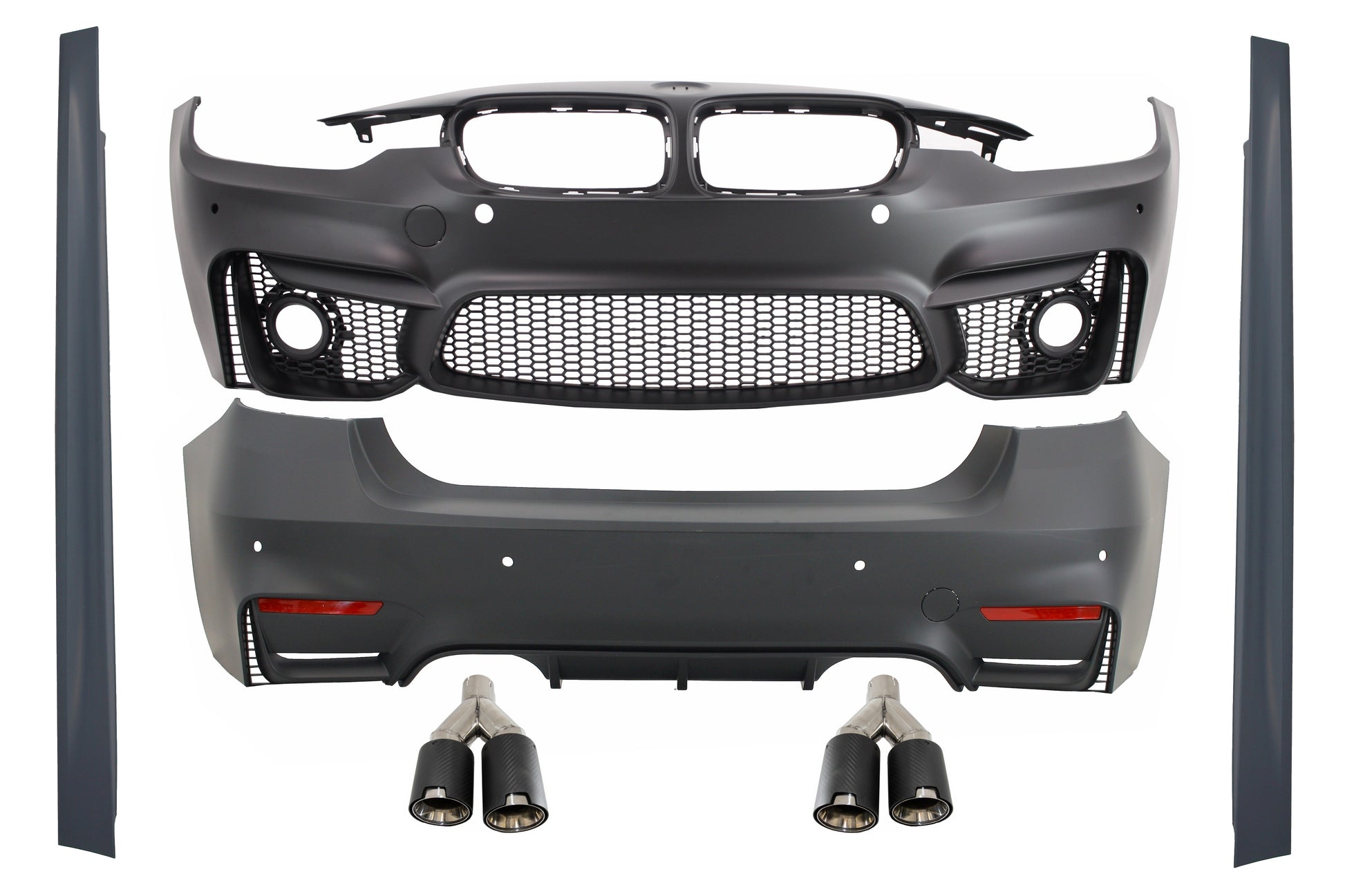 Body Kit für BMW 3 F30 11-19 EVO II M3 Look Doppel Twin Auspuffspitzen Carbon CarPartsTuning