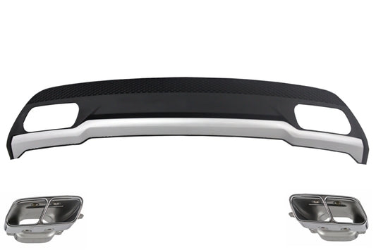 Diffusor Auspuff Tipps für Mercedes W176 2012-08/2015 Sport Pack Kühlergril Schwarz CarPartsTuning