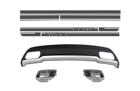 Diffusor Auspuff-Tipps fur Mercedes W176 2012-2018 Sport Pack Aufkleber Grau CarPartsTuning