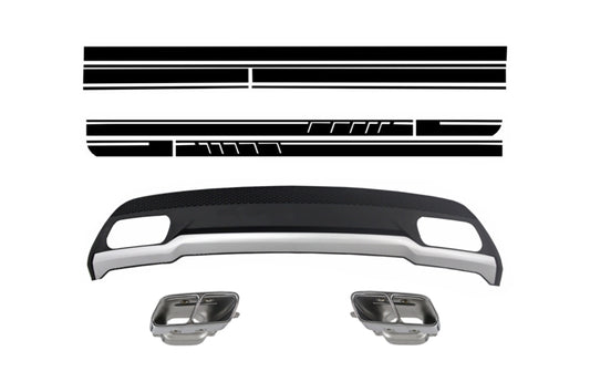 Diffusor Auspuff-Tipps für Mercedes W176 12-18 Sport Pack Aufkleber Schwarz CarPartsTuning