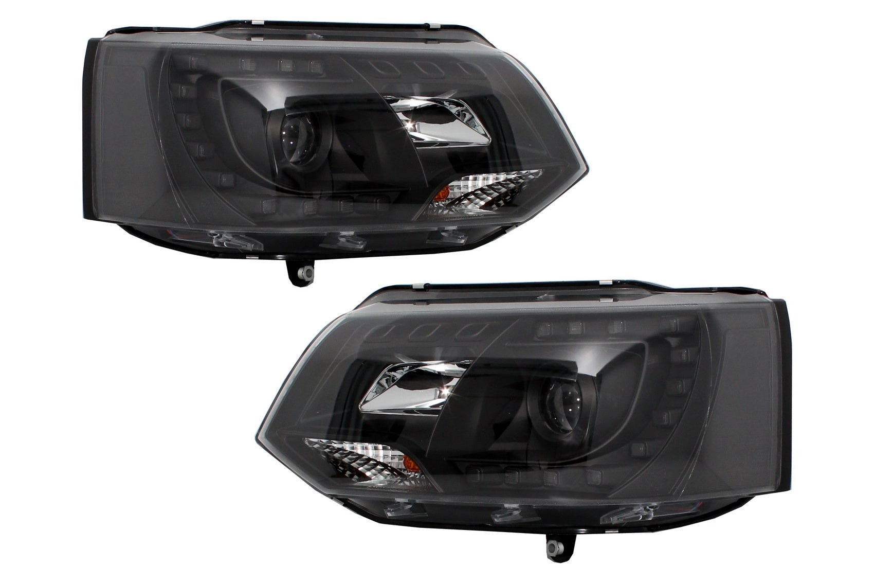 LED Tagfahrlicht Scheinwerfer für VW Transporter T5 10-15 Blinker Schwarz- CarPartsTuning