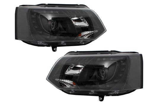 LED Tagfahrlicht Scheinwerfer für VW Transporter T5 10-15 Blinker Schwarz- CarPartsTuning