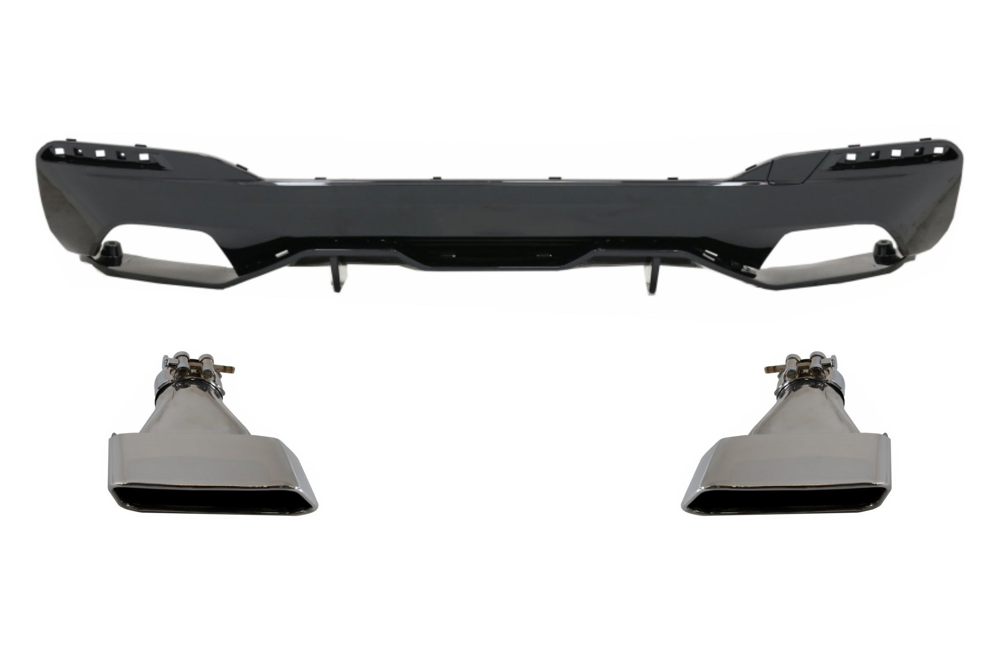 Diffusor für BMW 5 G30 G31 Limo Touring 17+ M Performance Auspuffspitzen Schwarz CarPartsTuning