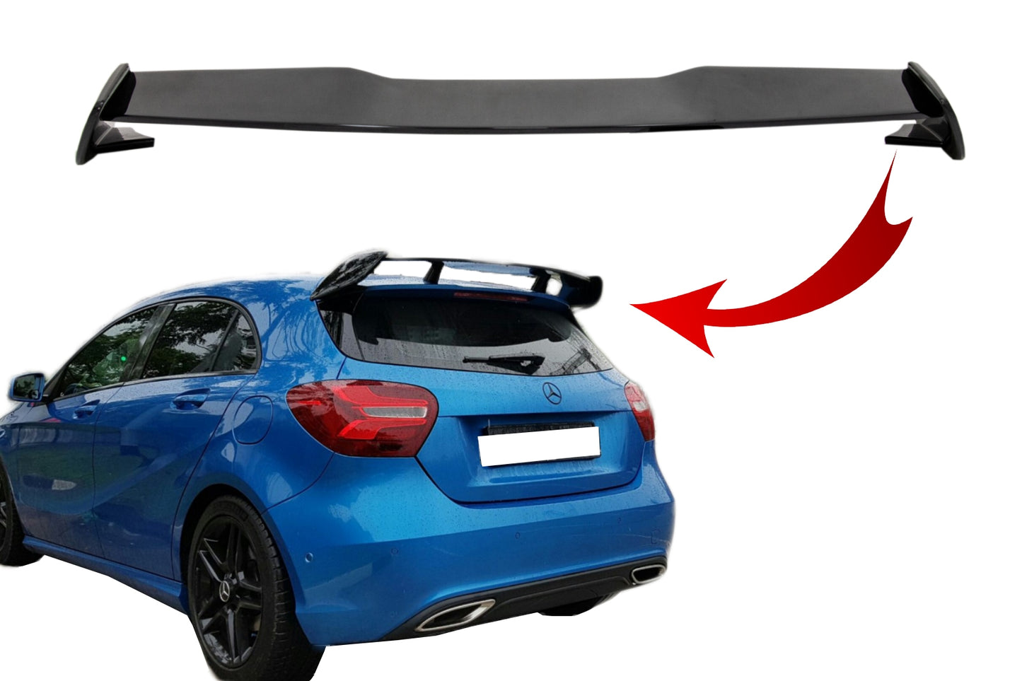 Heckklappenspoiler für Mercedes A-Klasse W176 12-18 A45 Look Glînzend Schwarz CarPartsTuning
