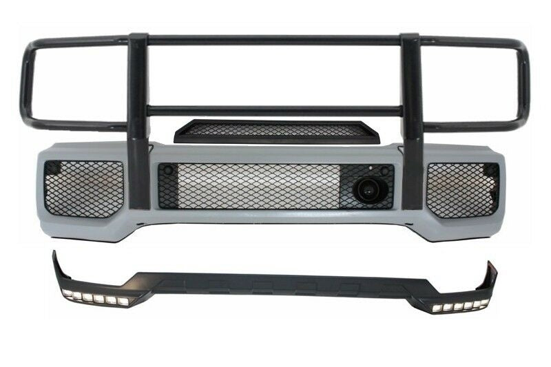 Stoßstange BullBar Spoilerlippe LED DRL Verlängerung für Mercedes G W463 89-17 G65 Look CarPartsTuning