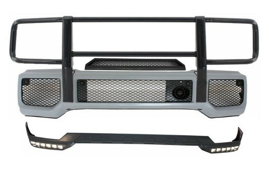 Stoßstange BullBar Spoilerlippe LED DRL Verlängerung für Mercedes G W463 89-17 G65 Look CarPartsTuning