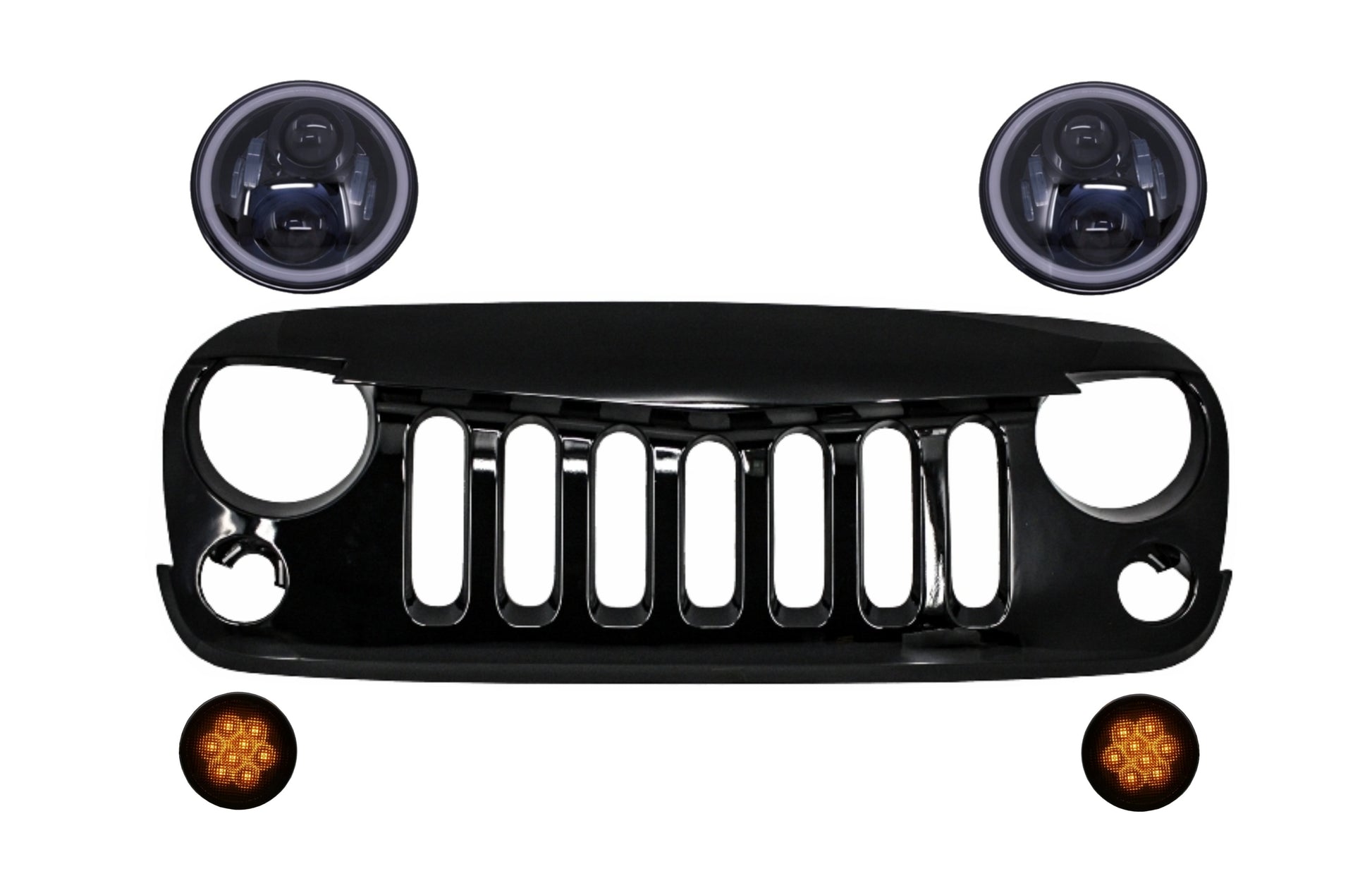 Gitter für Jeep Wrangler Rubicon JK 2007-2017 Scheinwerfer & Blinklicht Licht CarPartsTuning