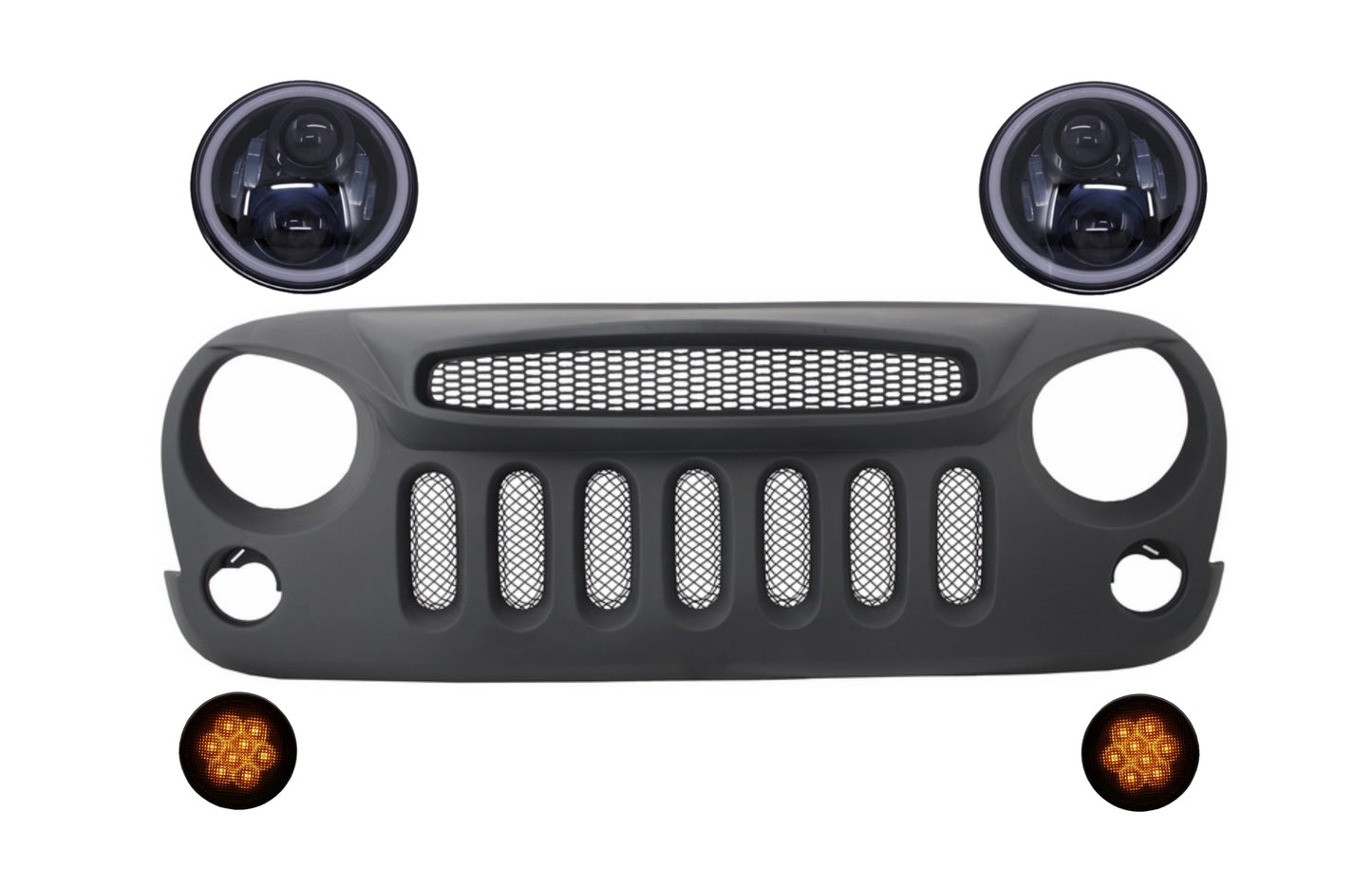 Gitter Specter Mask für Jeep Wrangler Rubicon JK 07-17 Scheinwerfer Signallicht CarPartsTuning