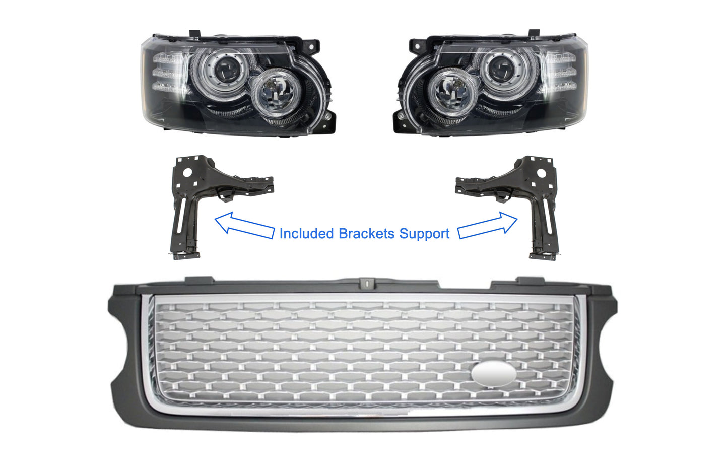 Umwandlung Scheinwerfer + Klammern & Gitter für Vogue L322 02-09 Facelift Look CarPartsTuning