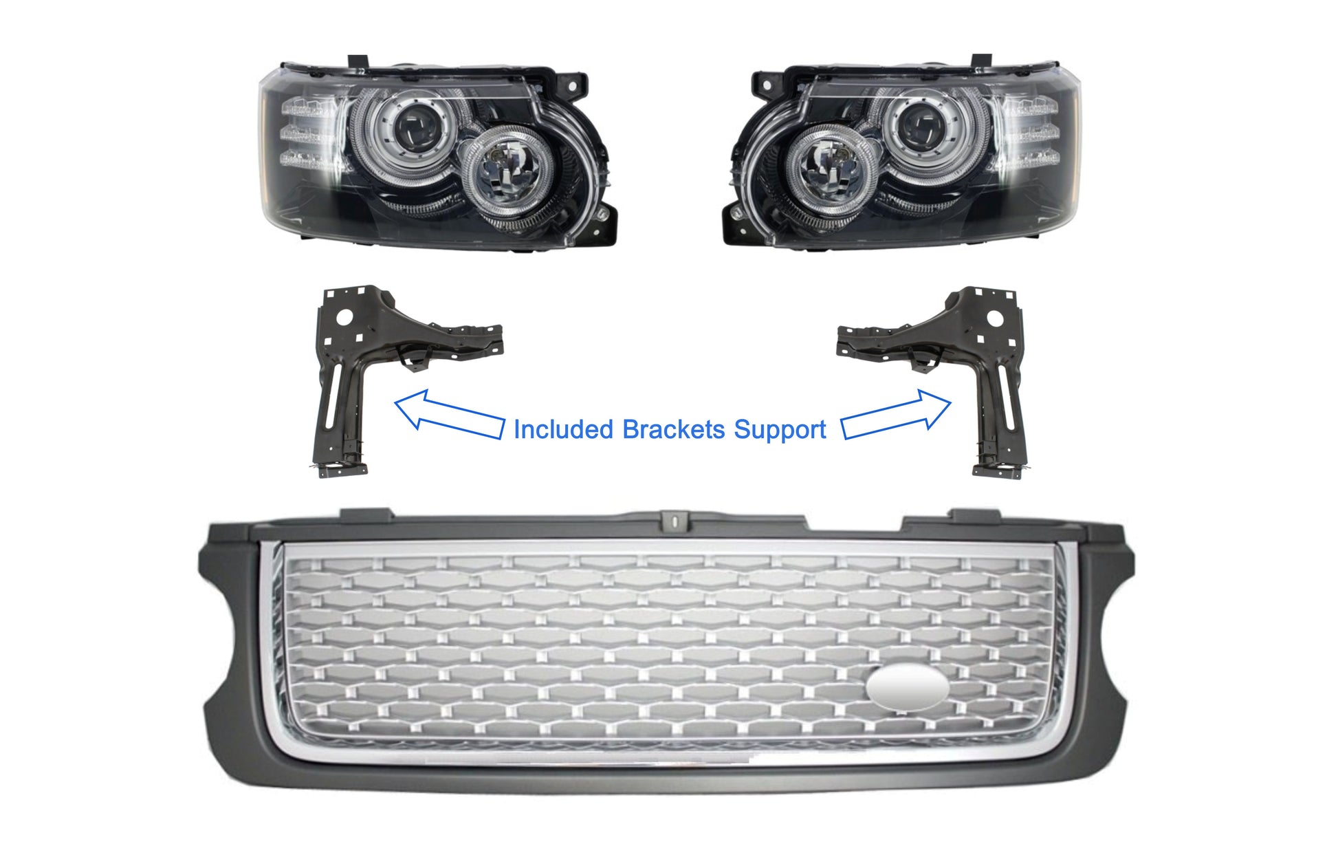 Umwandlung Scheinwerfer + Klammern & Gitter für Vogue L322 02-09 Facelift Look CarPartsTuning