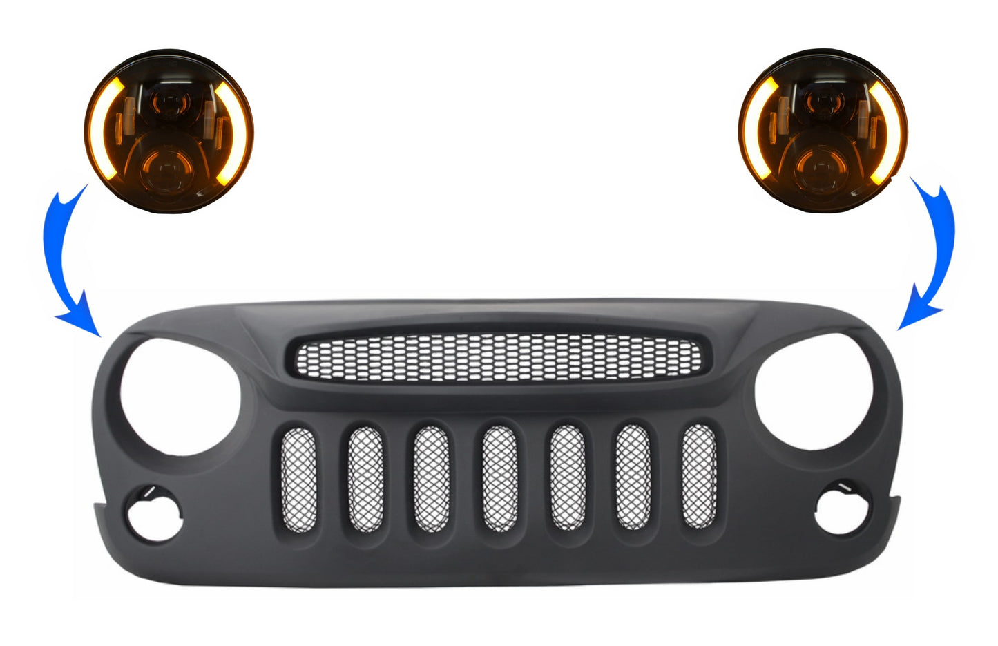 Kühlergrill für JEEP Wrangler JK 07-17 Light CREE LED-Scheinwerfer CarPartsTuning