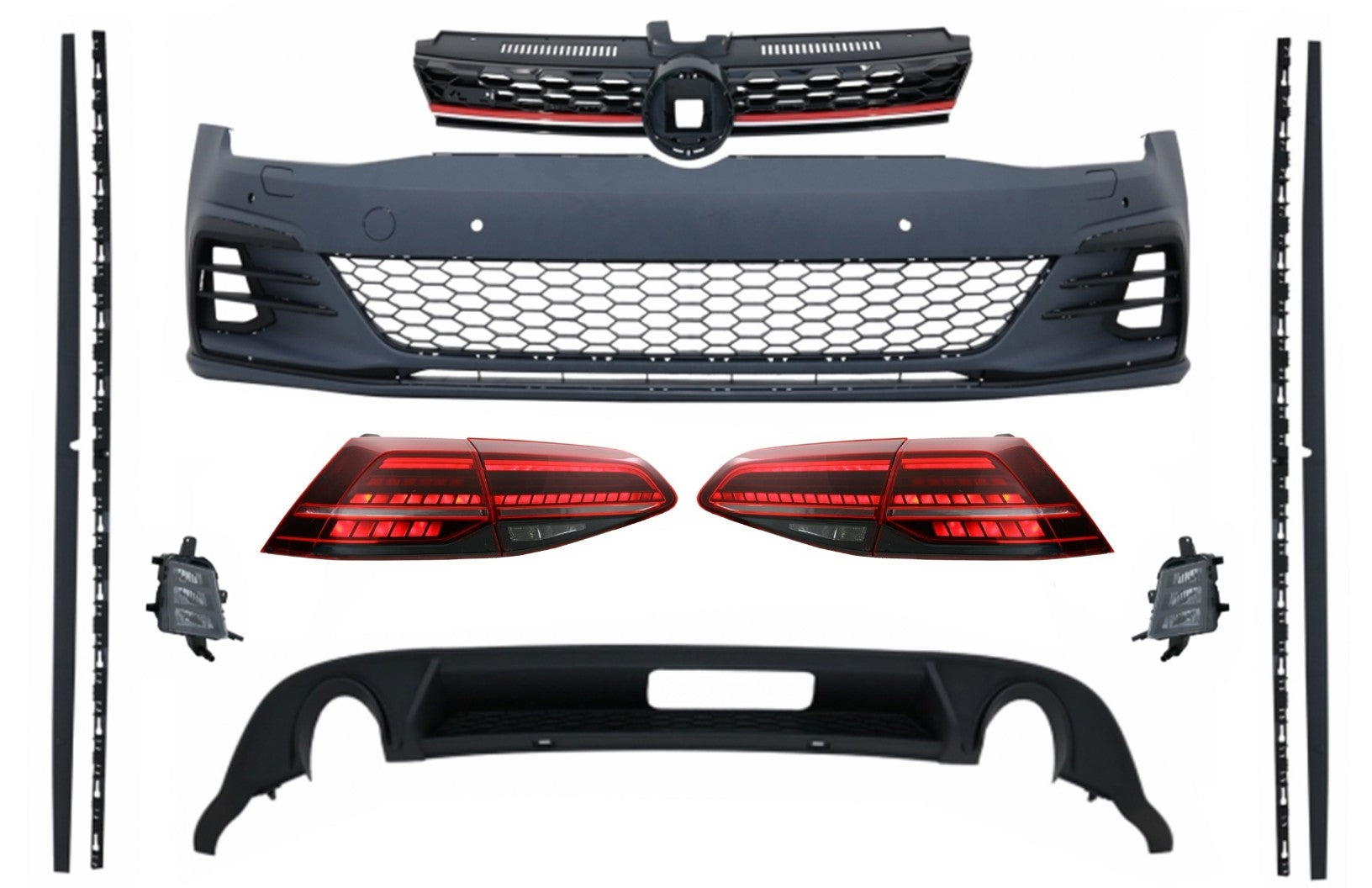 BodyKit für VW Golf 7.5 VII Facelift 17+ Stoßstange Diffusor Licht LED NBL GTI CarPartsTuning